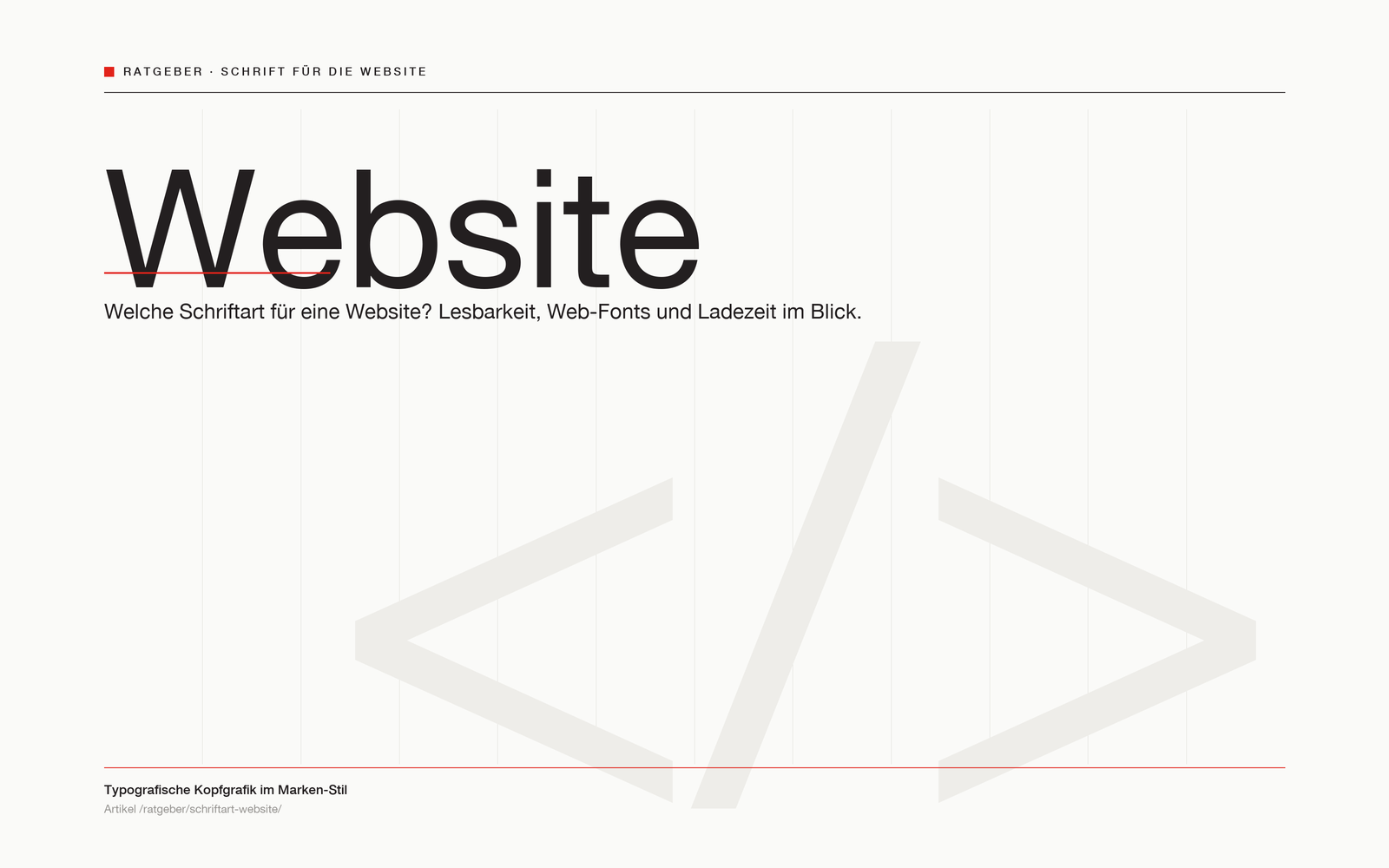 Typografische Kopfgrafik „Website“ zum Ratgeber Schriftart für eine Website.